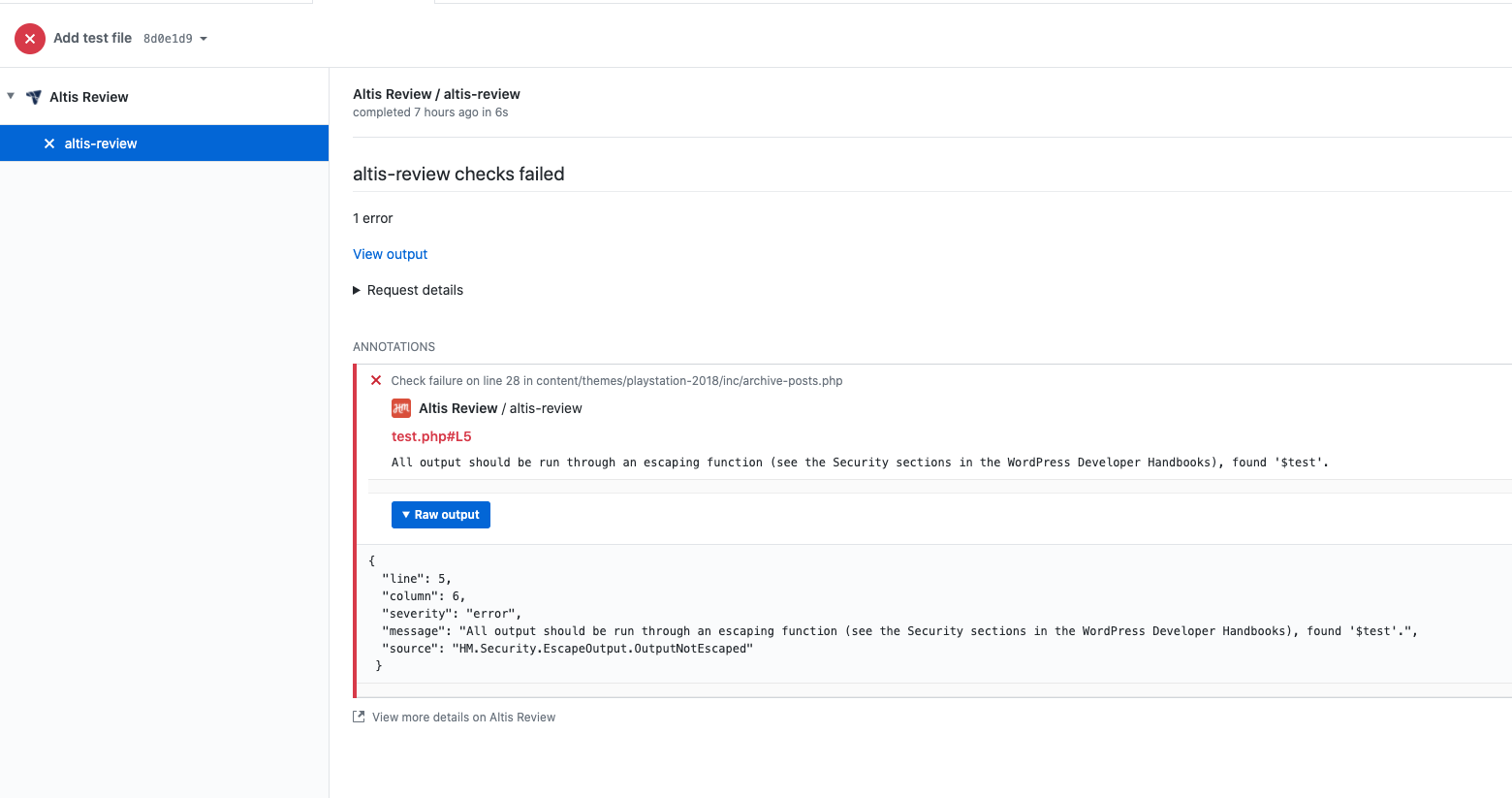 [[Screenshot of failed review output showing details]]