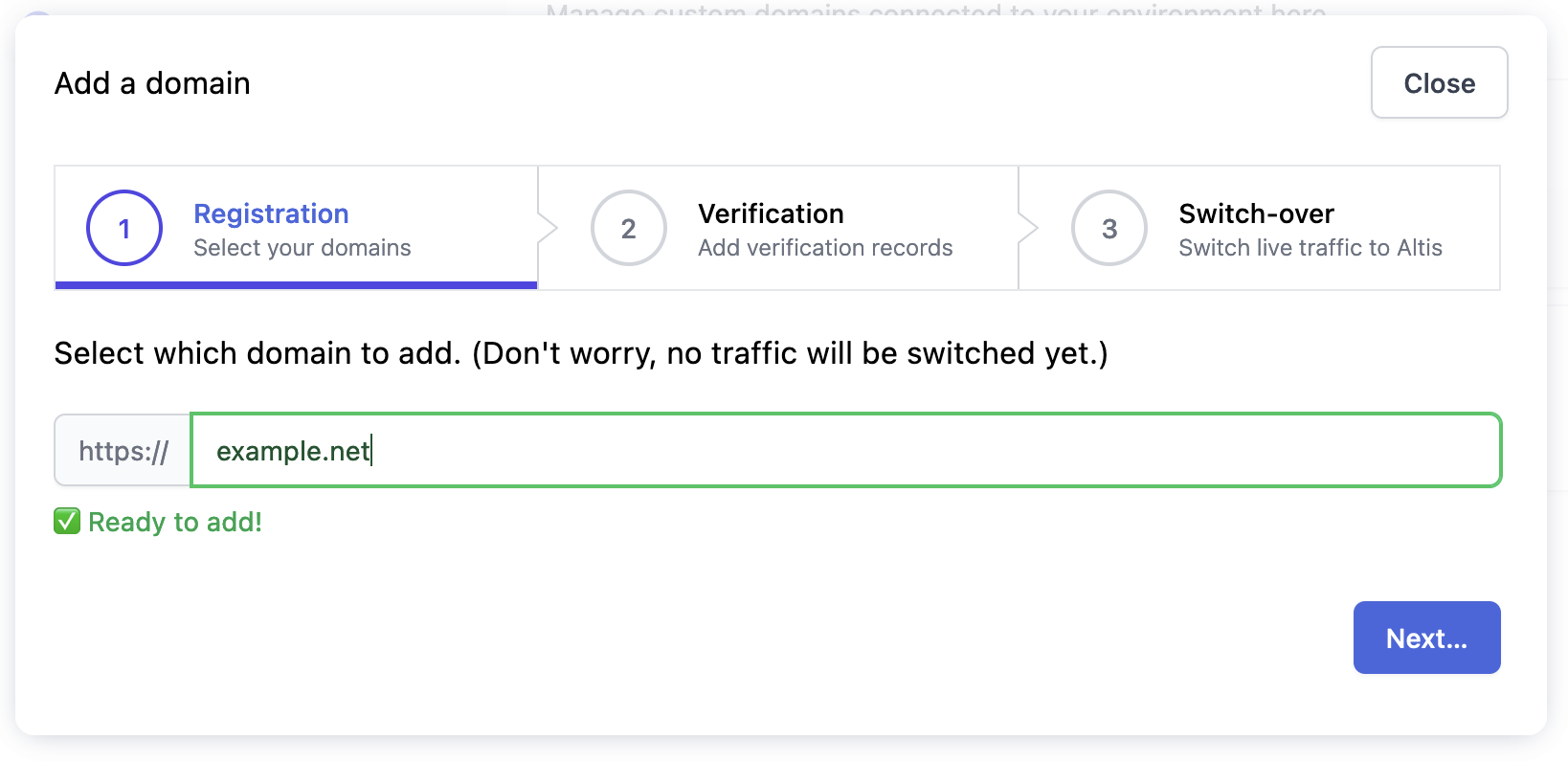 [[Screenshot of domain entry field]]