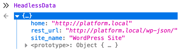 [[Screenshot of console displaying React HeadlessData]]