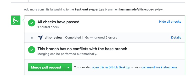 [[Screenshot showing green checkmarks for test ]]