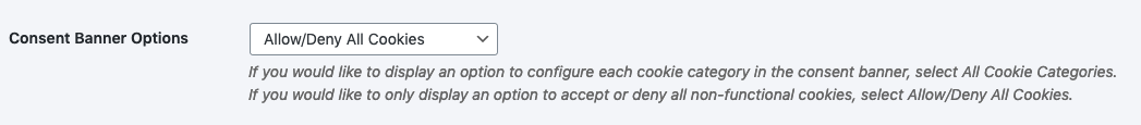 Consent Banner Options setting