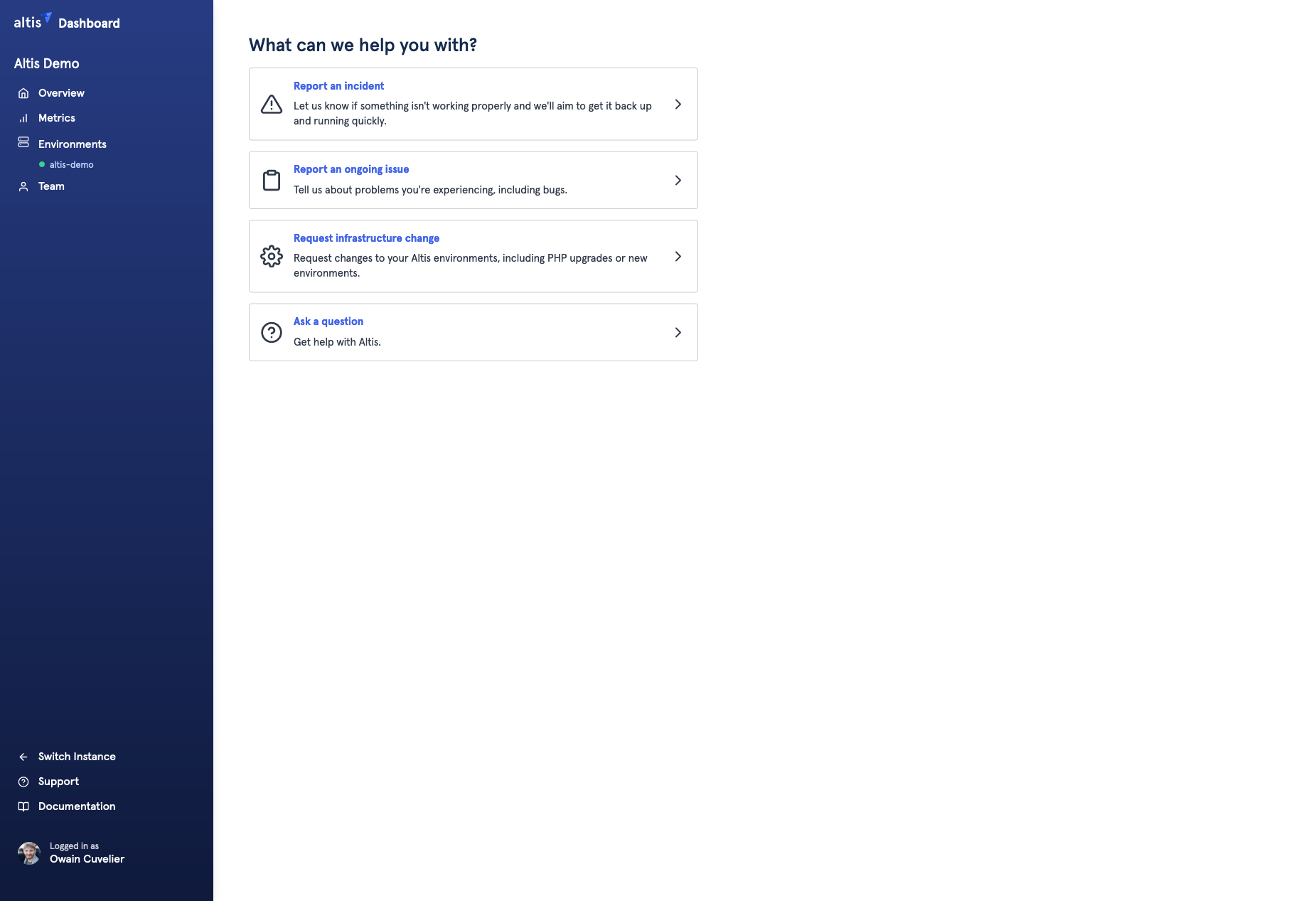 [[Altis Dashboard support link]]