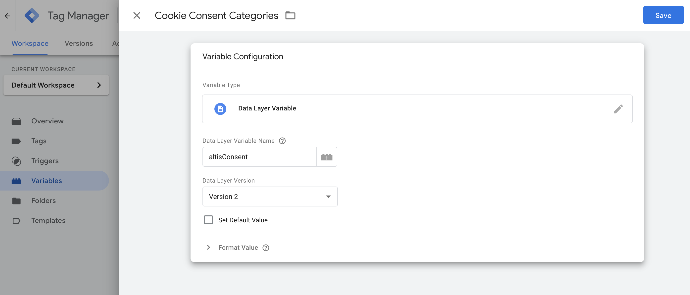Adding the Tag Manager variable