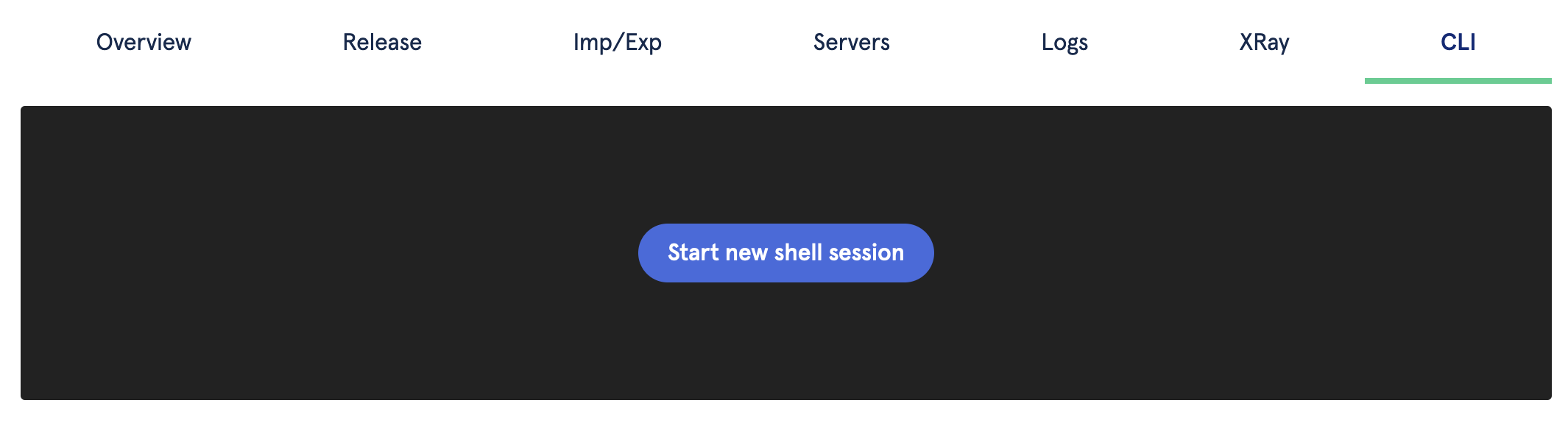 Screenshot of Start new shell session button