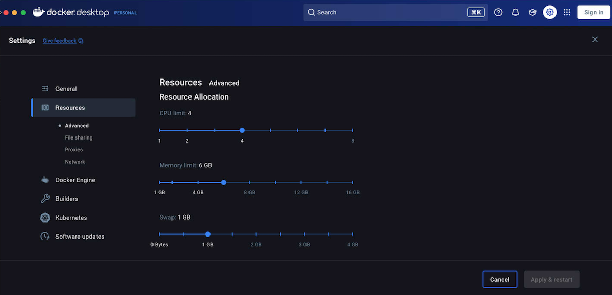 Docker Advanced Settings