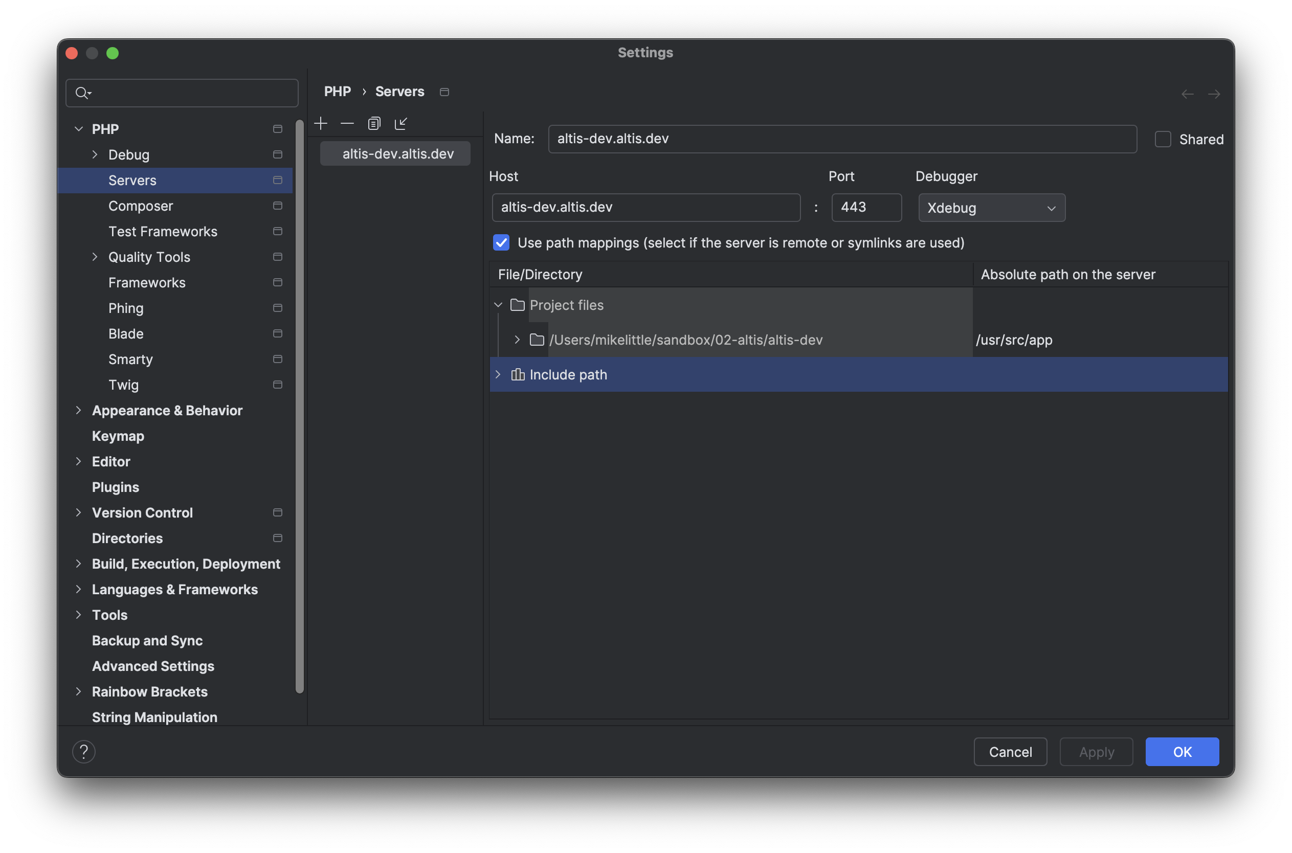 Example PhpStorm Configuration