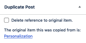Duplicate post delete reference panel